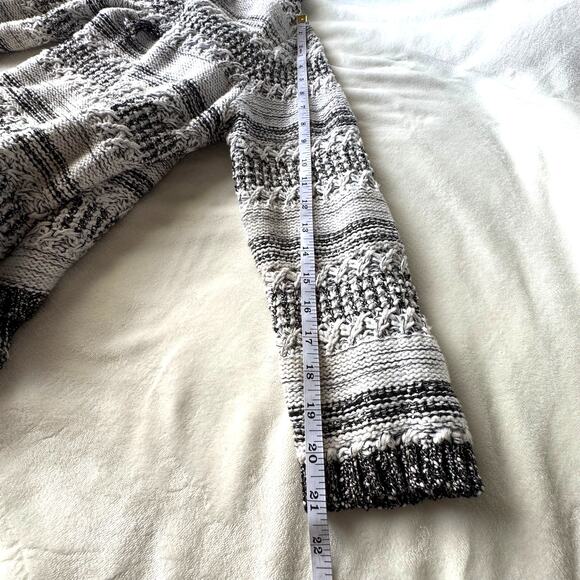 Ruby Rd Black, White and Metallic Open Cardigan Sweater Blazer Fringe Trim Large - Picture 4 of 10